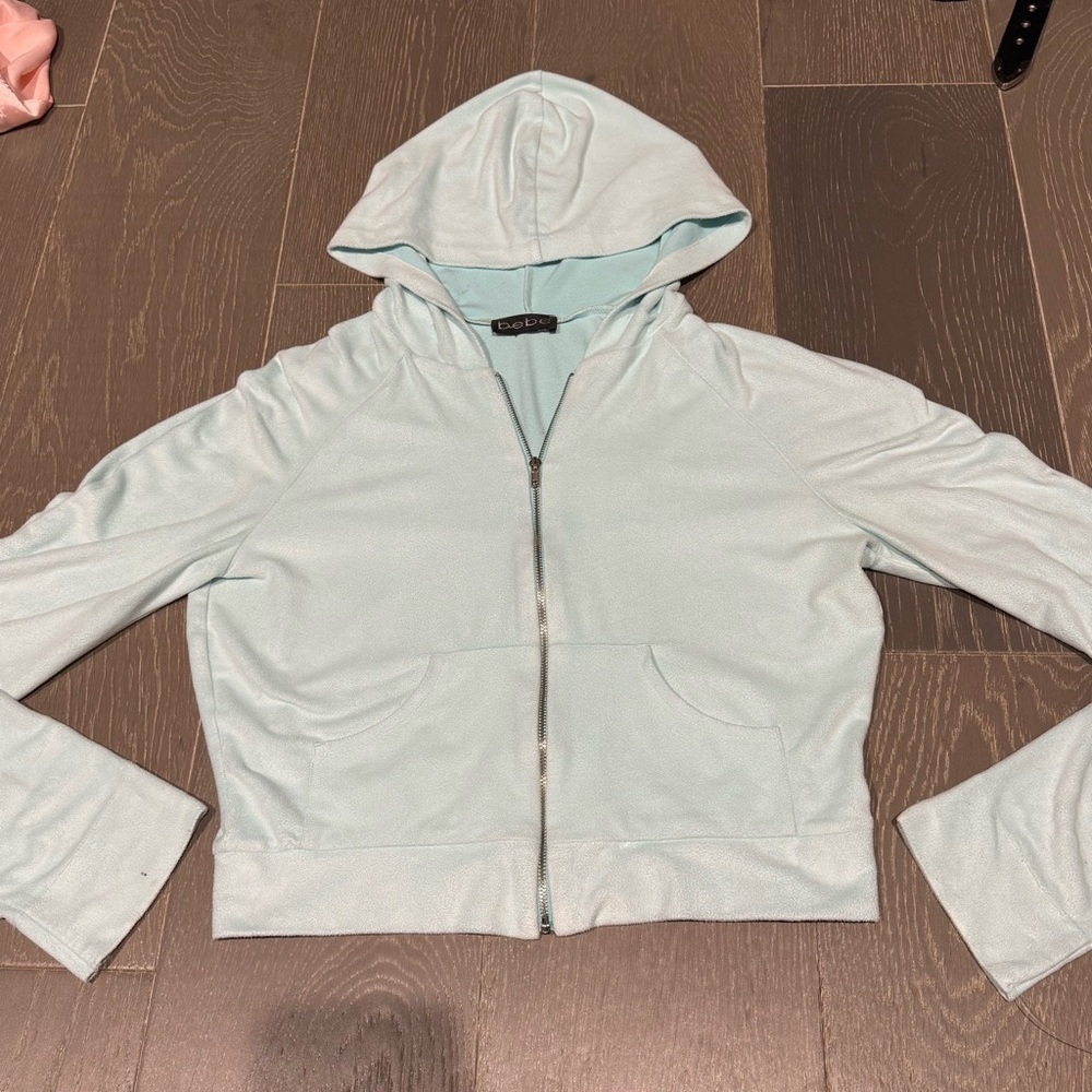 Bebe Light Blue Velvet Women's Hoodie